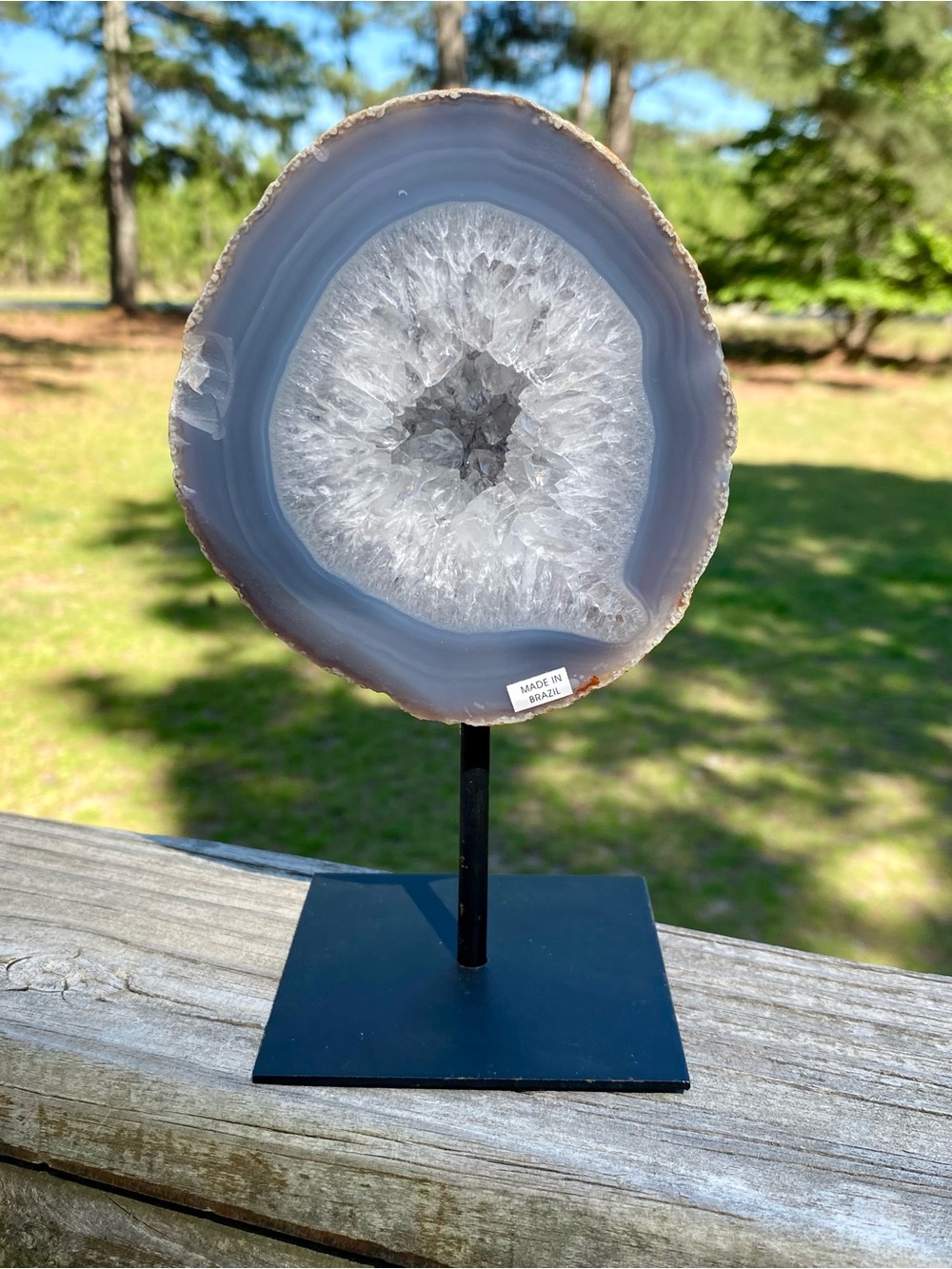 Brazilian Agate Geode Slice on Stand | Druzy Center | Statement Decor Piece